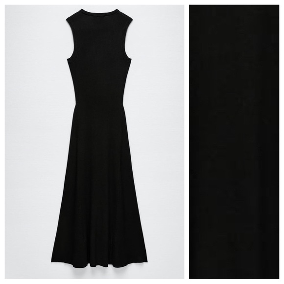 NWT. Zara Black Knitted Midi Sleeveless Dress. Size M. - Picture 7 of 10